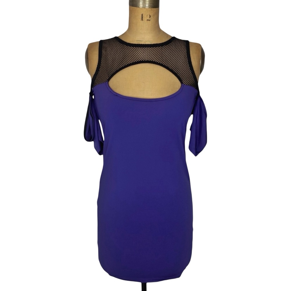 BLVD Collection Purple Slinky Mesh Detail Mini Dress Size L